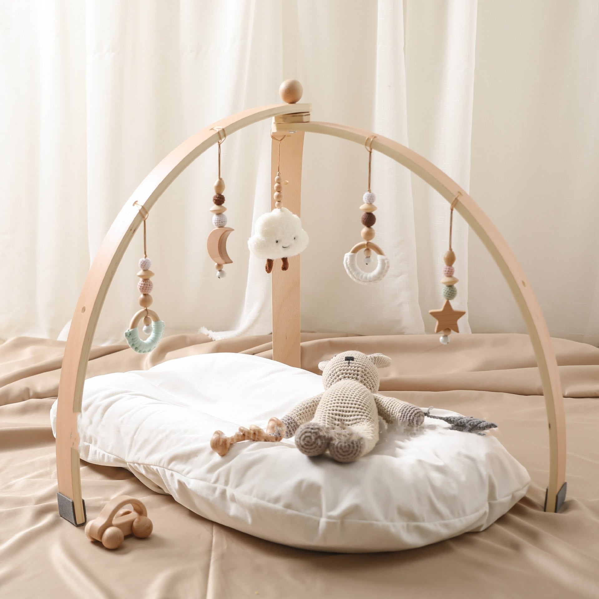 🧸 Kindra Wood Gym™ – Premium Wooden Baby Play Gym