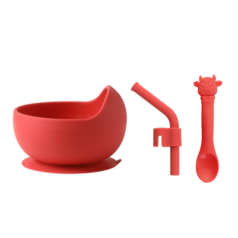 🍽 Kindra StayPut™ – Silicone Suction Bowl Set with Spoon & Straw