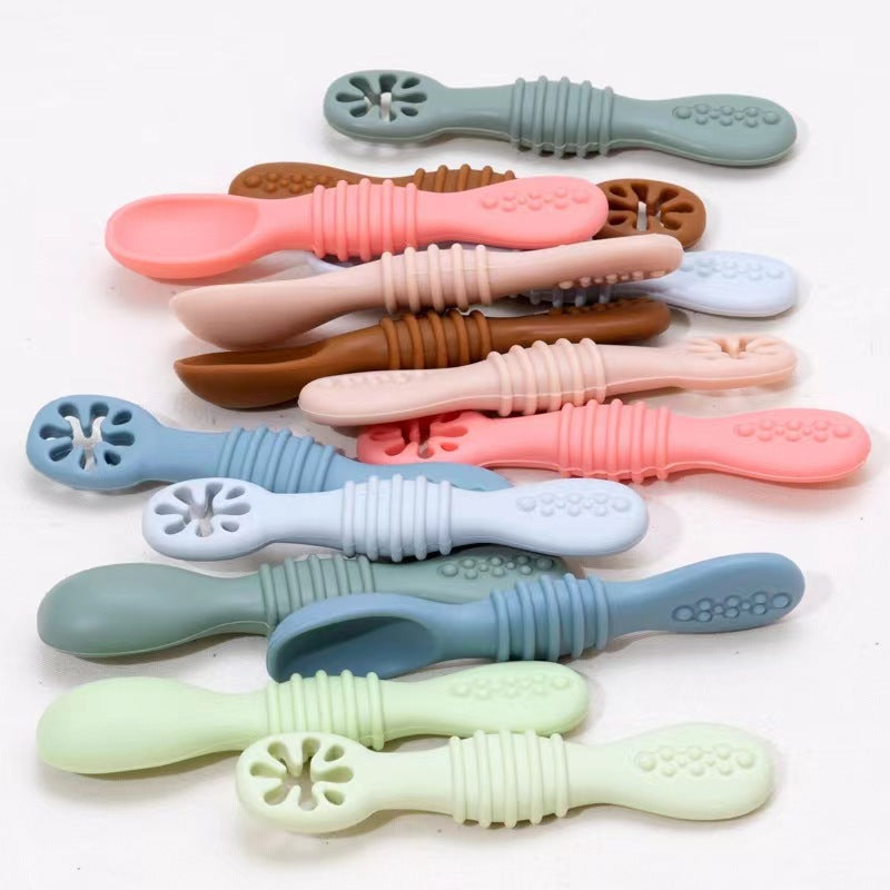 🥄 Kindra SoftStart™ – Silicone Baby Rice Paste Spoon Set