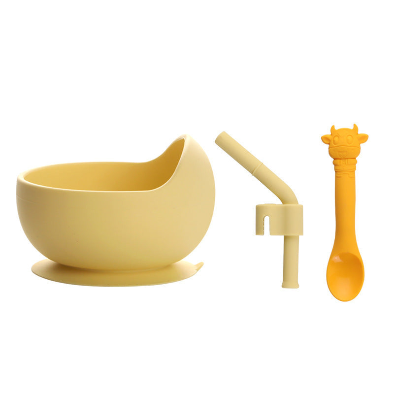 🍽 Kindra StayPut™ – Silicone Suction Bowl Set with Spoon & Straw