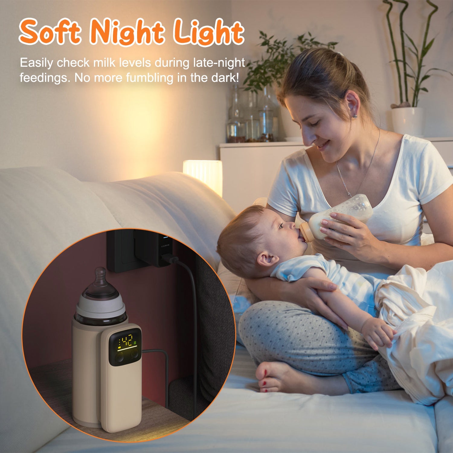 🍼 Kindra WarmGo™ – Portable Bottle Warmer (6 Heating Levels)