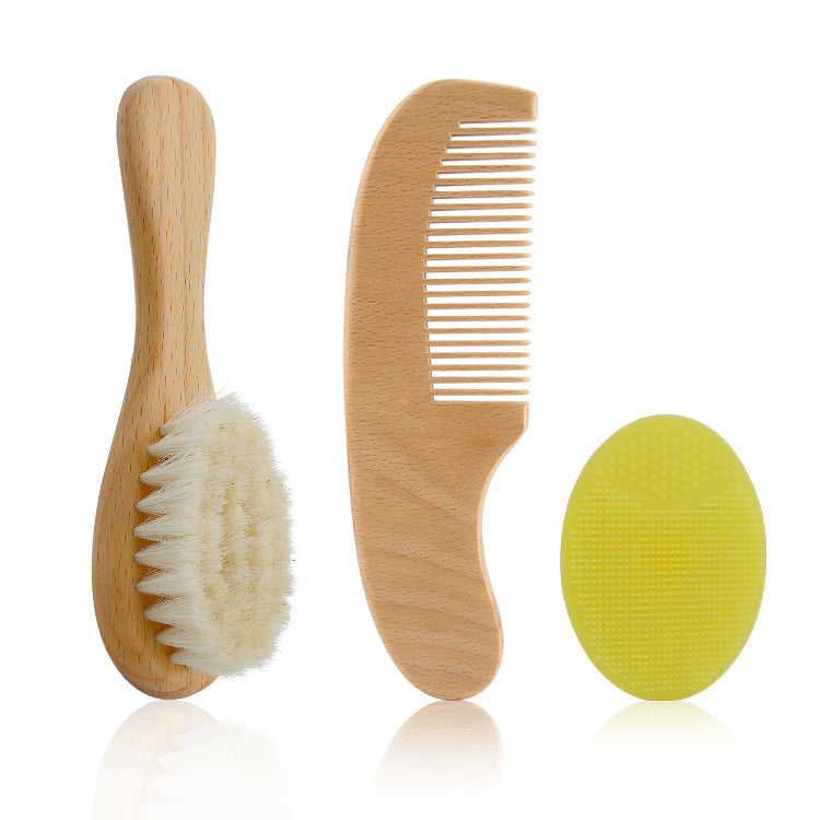 🤍 Kindra GentleTouch™ – Baby Wooden Brush & Comb Set