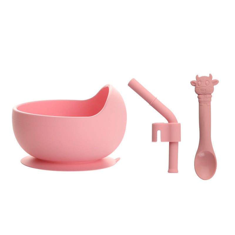 🍽 Kindra StayPut™ – Silicone Suction Bowl Set with Spoon & Straw