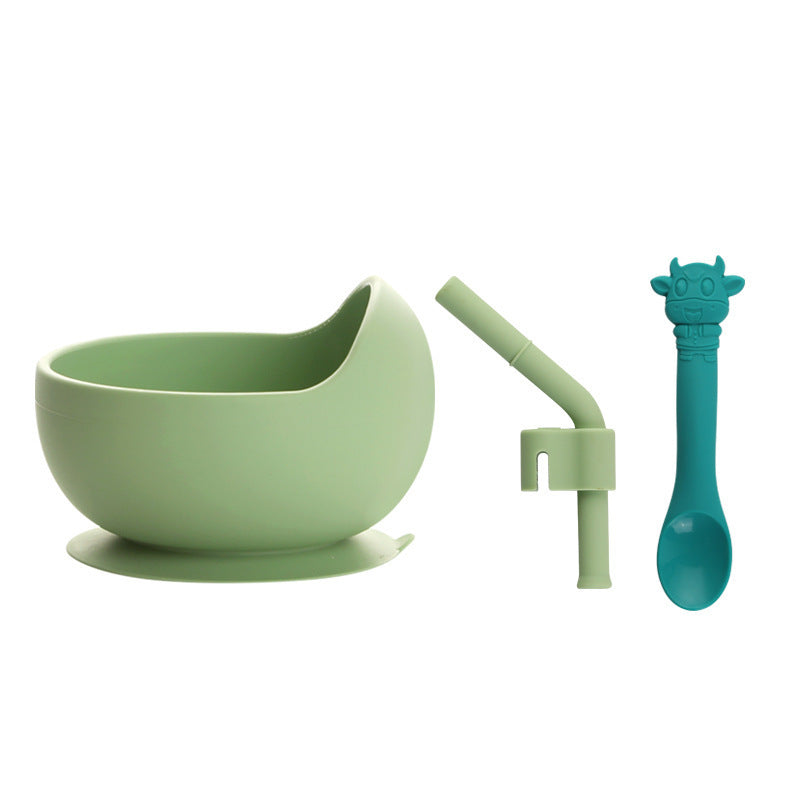 🍽 Kindra StayPut™ – Silicone Suction Bowl Set with Spoon & Straw