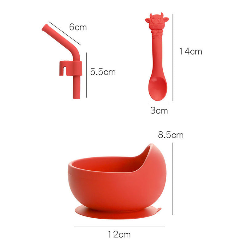 🍽 Kindra StayPut™ – Silicone Suction Bowl Set with Spoon & Straw