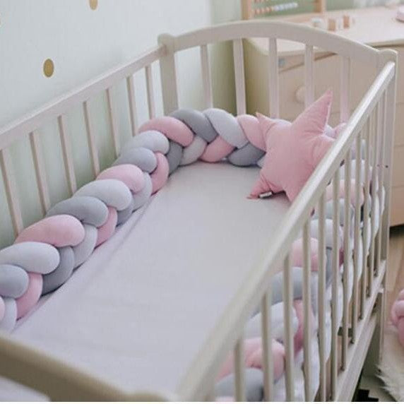 🤍 Kindra SoftBraid™ – Nordic Braided Crib Guard Pillow