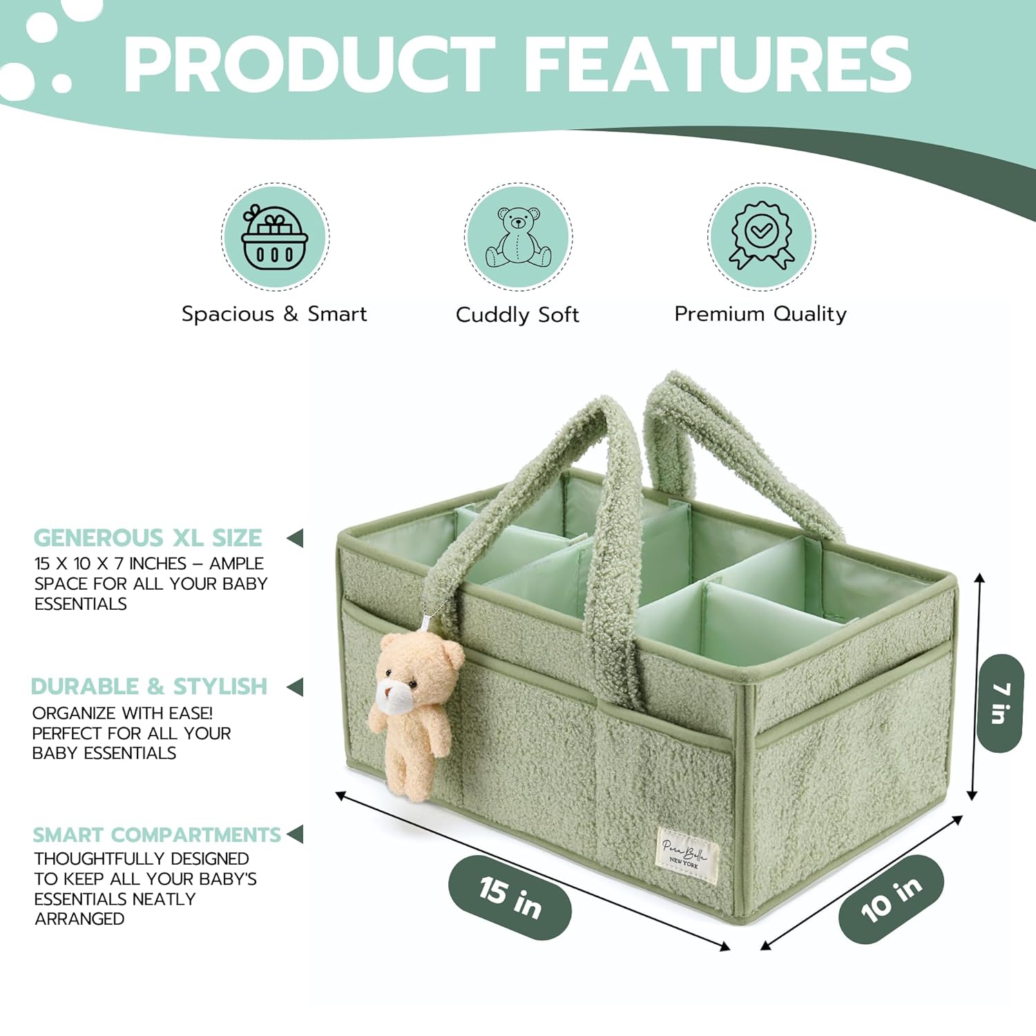 🧺 Kindra Soft Baby Organizer™ – Premium Nursery Storage Caddy