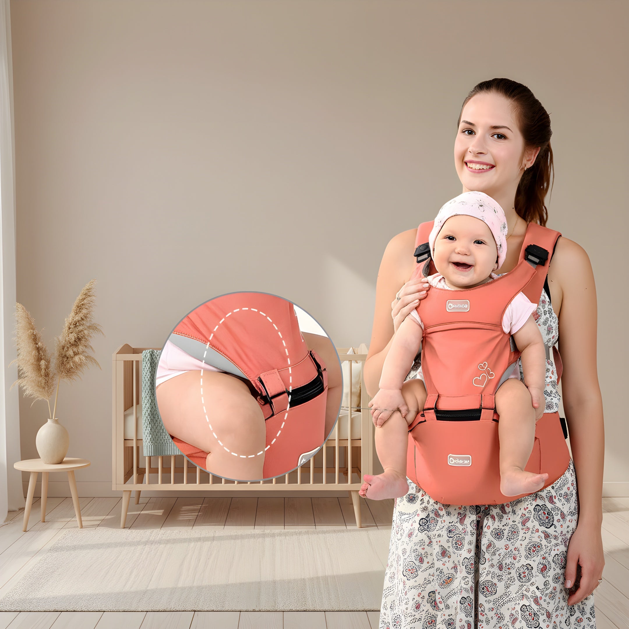👶 Kindra CarryEase™ – Multifunctional Baby Carrier with Hip Seat