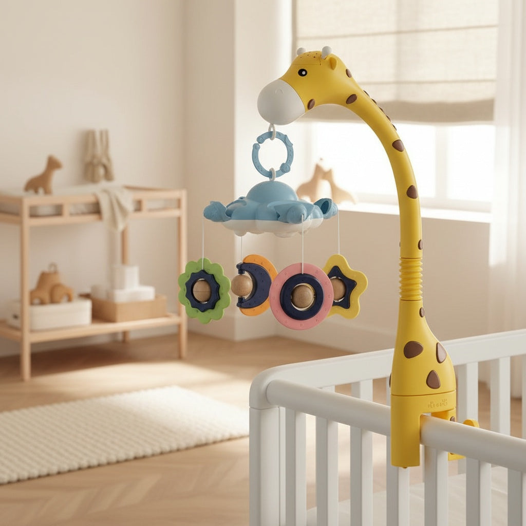 🌙 Kindra DreamGlow™ – Baby Crib Mobile with Music & Night Light