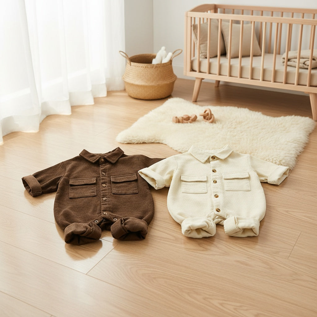 🤍 Kindra CozySuit™ – Cotton Baby One-Piece Romper Jacket