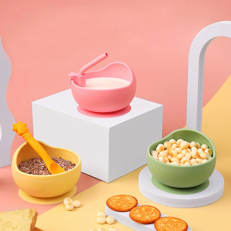 🍽 Kindra StayPut™ – Silicone Suction Bowl Set with Spoon & Straw