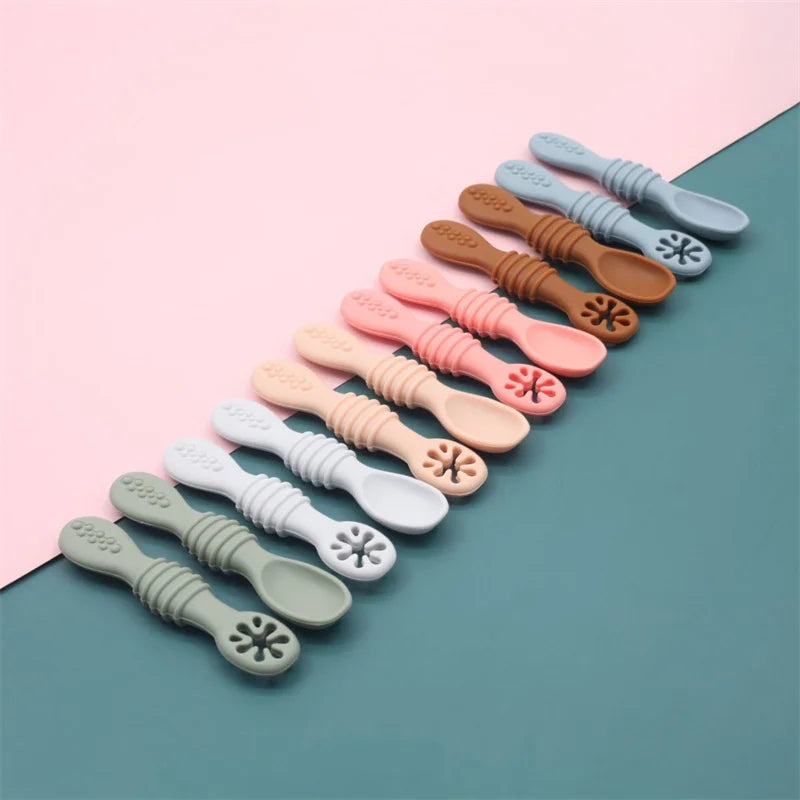 🥄 Kindra SoftStart™ – Silicone Baby Rice Paste Spoon Set